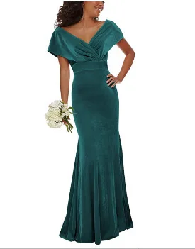 

Velvet Prom Dresses فساتين السهرة Mermaid V Neck Bridesmaid Dresses Evening Gowns for Women Off Shoulder Party Prom Dresses