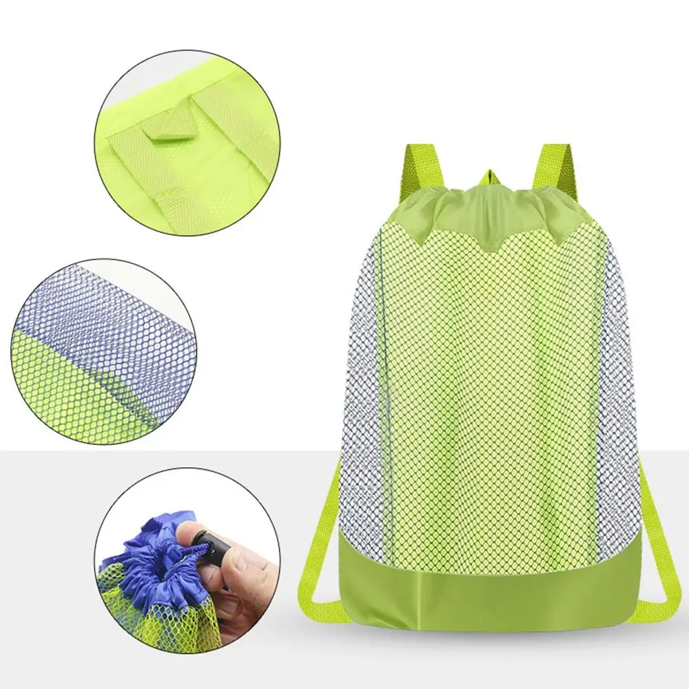 Convenient Large Capacity Beach Bag Lightweight Foldable Swimming Backpack Portable Fast Dry Mesh Storage Bag Beach Trips