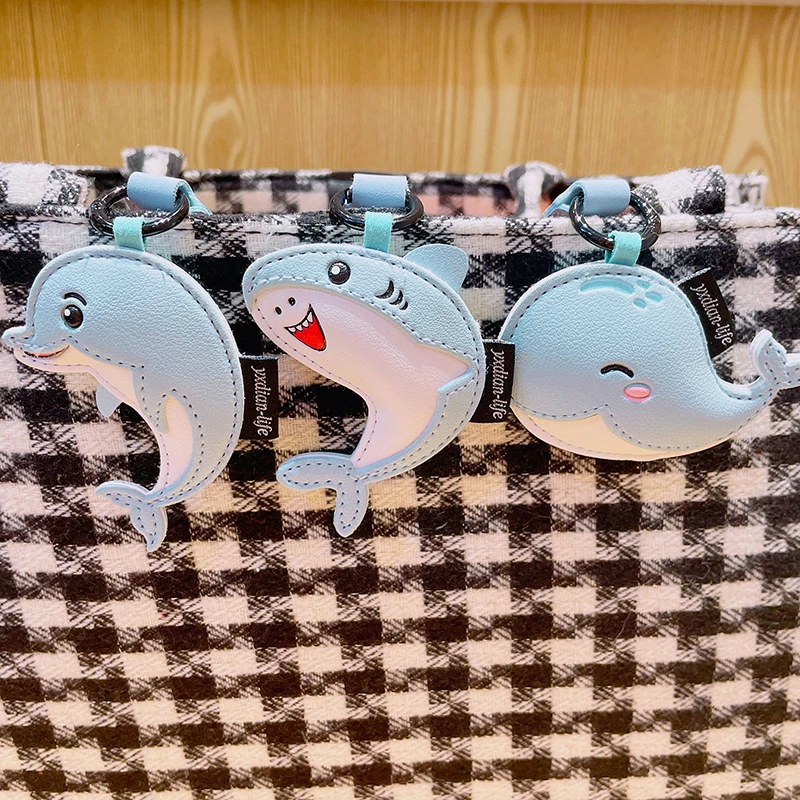 고급 블루 돌핀 상어 인형 열쇠고리, 다용도 백팩 장 끈 키체인