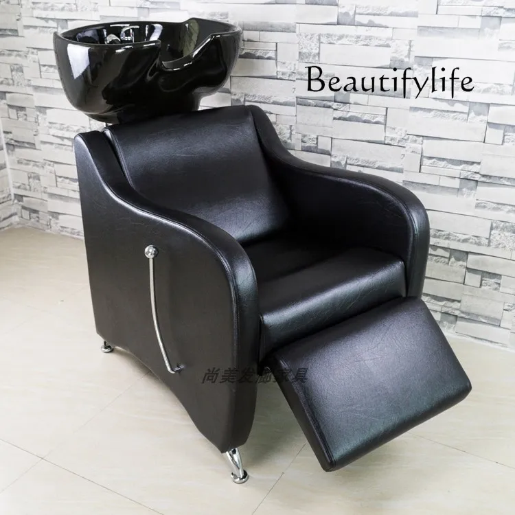 

Barber Shop Sitting Shampoo Chair Lying Half Ceramic Basin Hair Salon High-End Hair-Washing Chair Flush