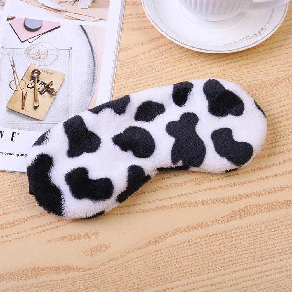 

Plush Cow Spot Sleeping Eye Mask For Woman Man to Sleep Better Light proof Eye Cover Health Life Soft Blindfold