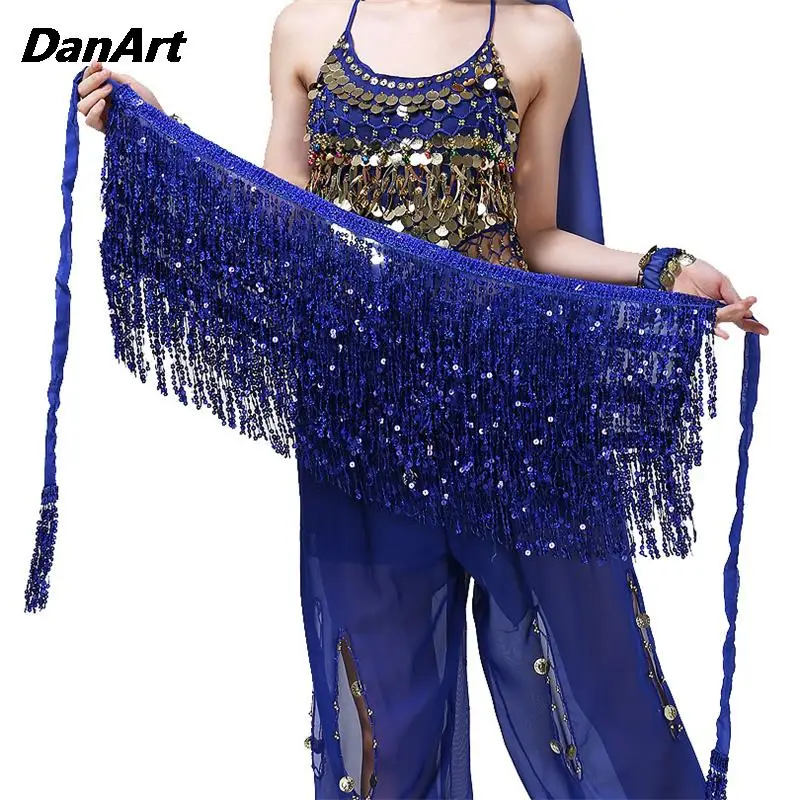 

Belly dance hip scarf Sequin Tassel Waist Chain Indian Dance Girls Women Party Show Practice Performance Costume Accessories