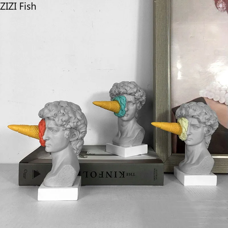 Mythology Figure Ice Cream David Statue Myth Character Resin Ornaments Desk Decoration Figure Sculpture Nordic Home Decor Modern resin ornaments resin crafts desk decor