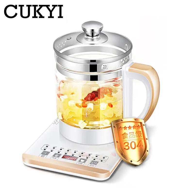 CUKYI 110V/220v health pot Multifunctional electric boiler Cooking pot Fully automatic Thickened glass electric heating kettle 2