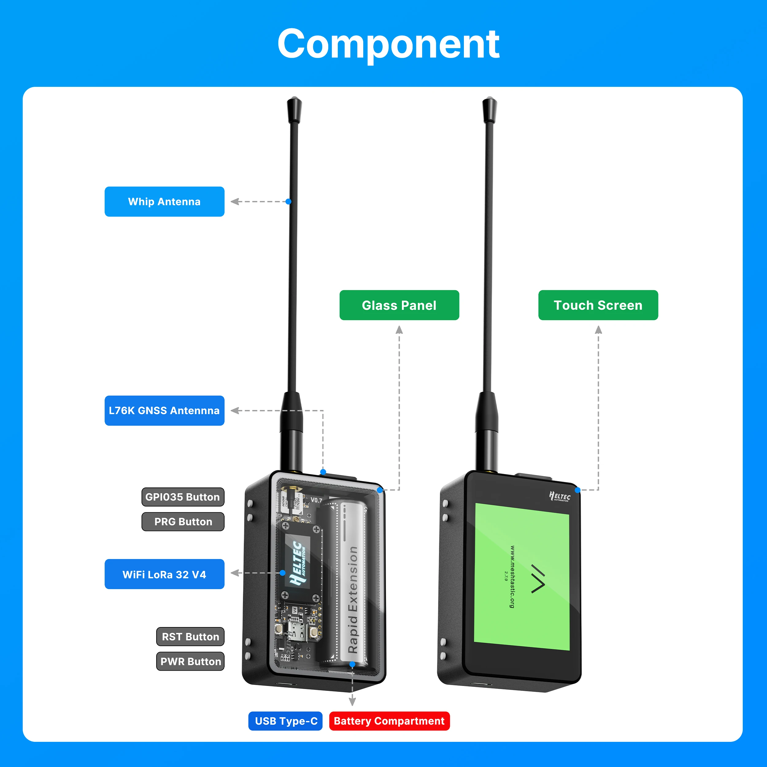 Heltec V4 WiFi LoRa 32 Expansion Kit With Battery ESP32S3 SX1262 928MHz GPS Modu
