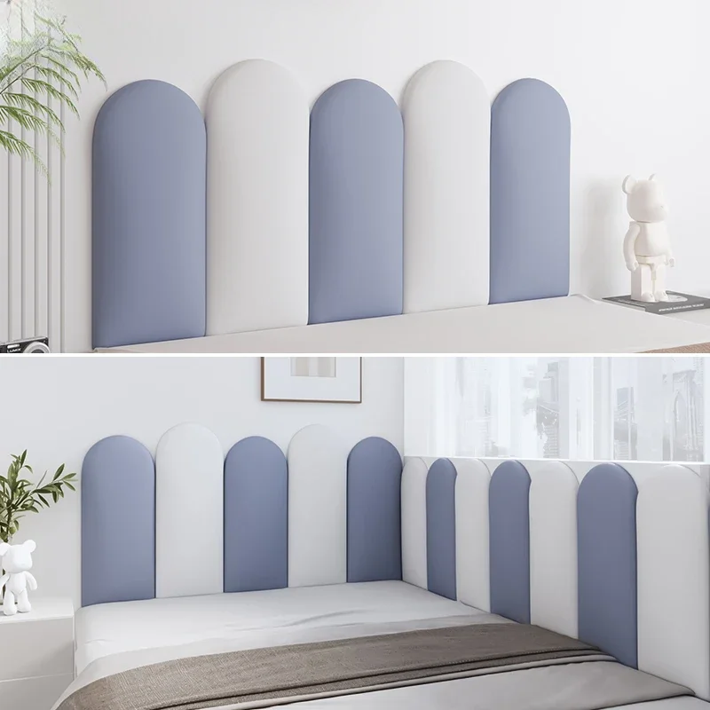 Upholstered Headboard Queen White Faux Leather Headboard for Queen/Full Size Bed Adjustable Height Children's Bedside Backrest
