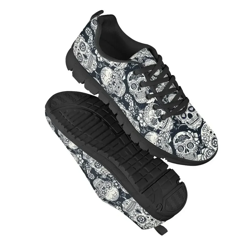Sugar Skull Print Vulcanized Shoes For Men Casual Male Mesh Sneakers Breathable Men Flats Tenis Masculino
