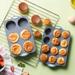 Non - Stick Silicone Muffin & Cupcake Baking Tray - 6/12 Cup Mold (2Pcs Mix)