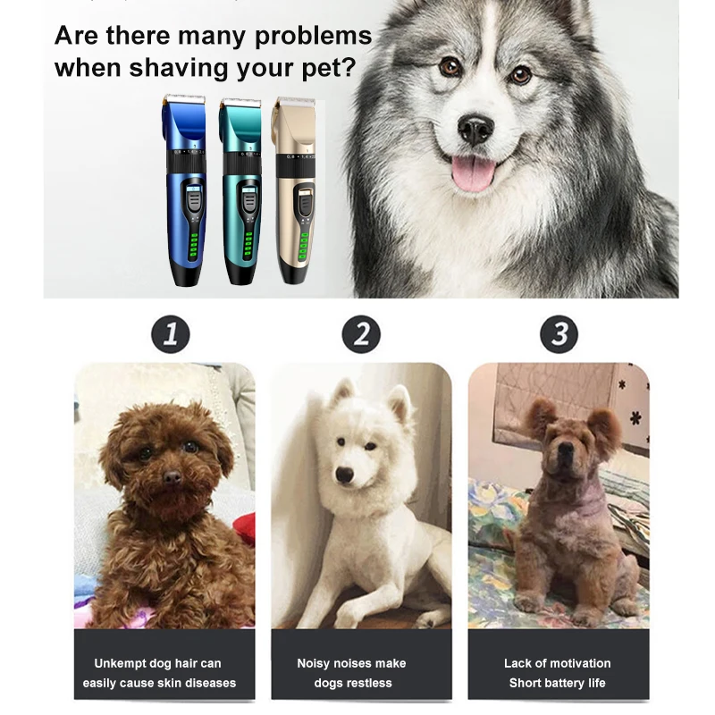 Professional Pet Hair Clipper, Rechargeable Dog & Cat Trimmer 2