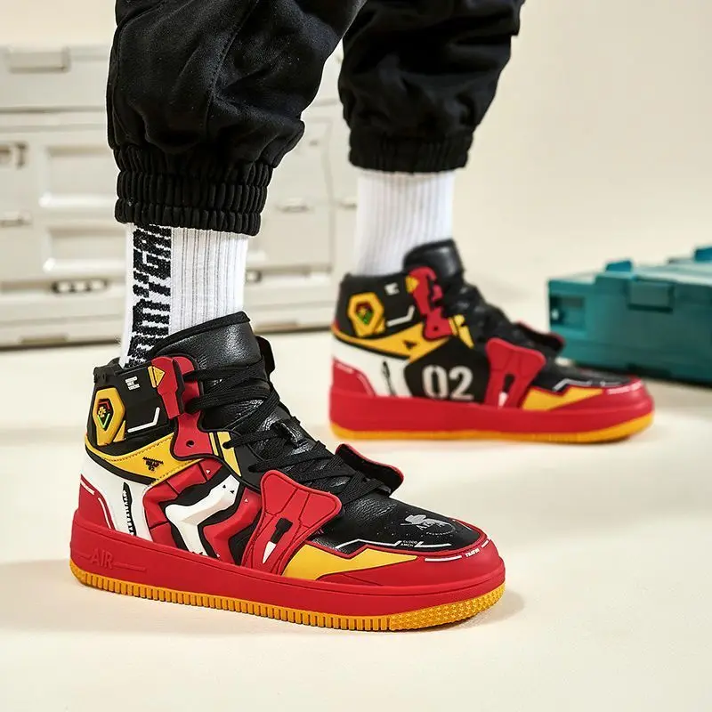 韓国メンズ EVAN アンティーク刻印スニーカー EVA surrounding EVANGELION-01 joint high-top sneakers men's