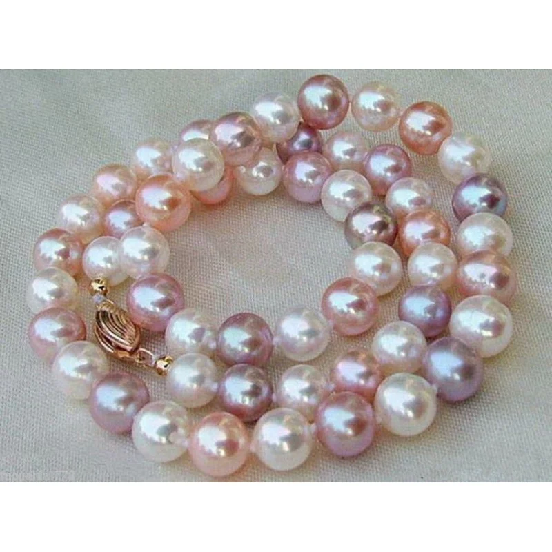 

Charming 9-10mm Natural Multicolor Freshwater Cultured Pearl Nelace 18''