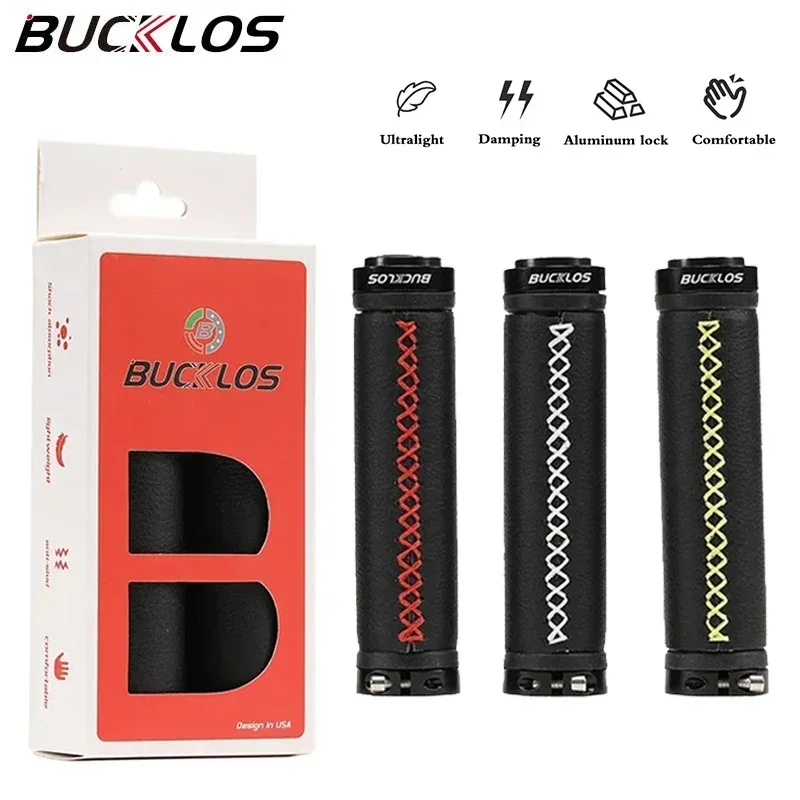 

BUCKLOS MTB Grip Bike Cuffs Leather Bicycle Handle Bar Grips Shock-absorbing Soft Bicycle Handlebar Cover Ultralight Grips