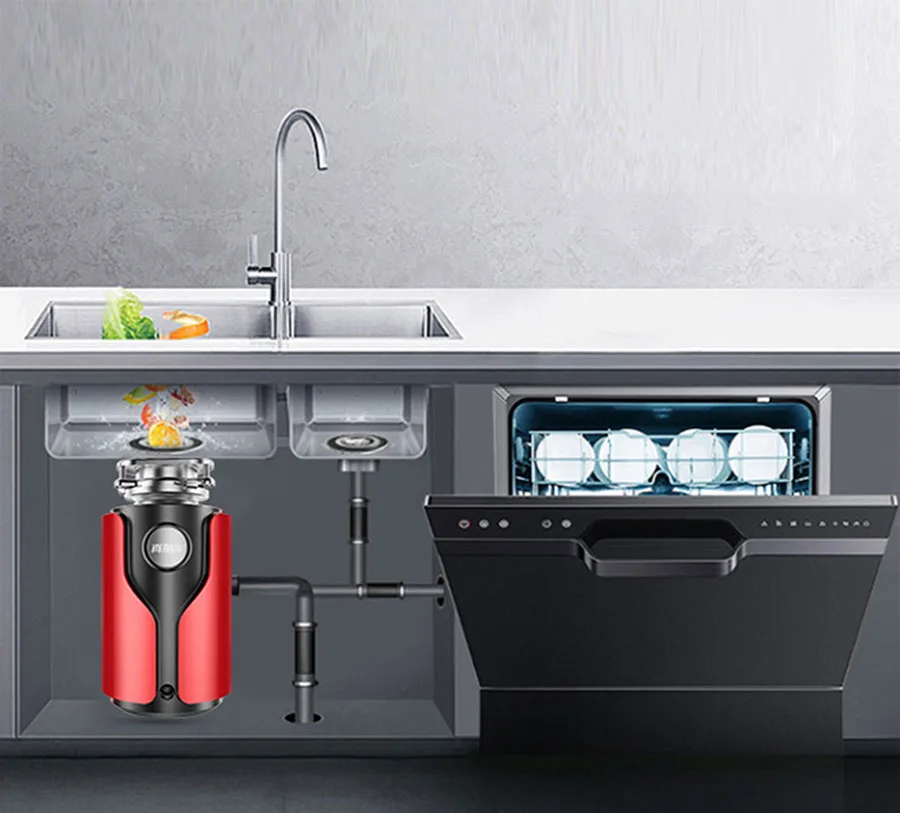 560W Kitchen Sink Food Waste Disposer TC4 Stainless Steel Level 7 Grinding System Continuous Input Food Crusher Garbage Disposal 4