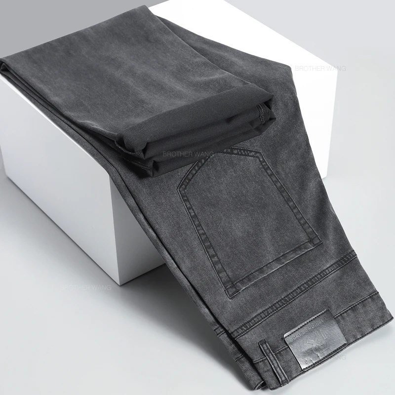Summer Ice Silk Thin Jeans For Men Loose Wide Leg Plus Size Casual Trousers denim pants denim trousers men trousers High Quality Stretch Soft Fabric Pants