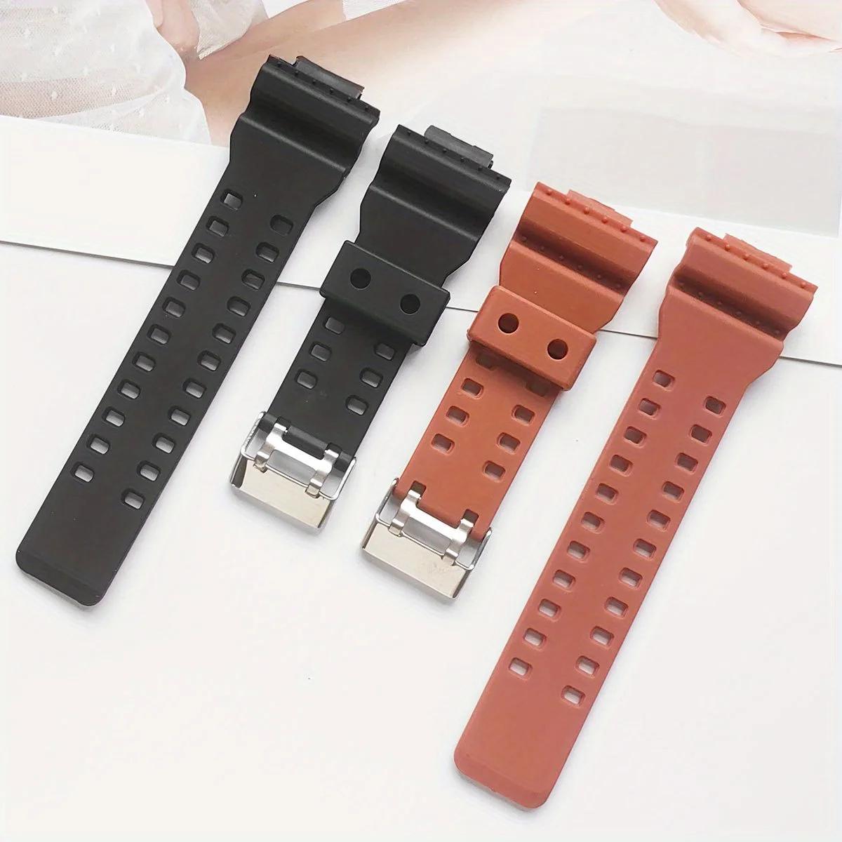 Durable TPU Rubber Men's Watch Band with Raised 16mm Design