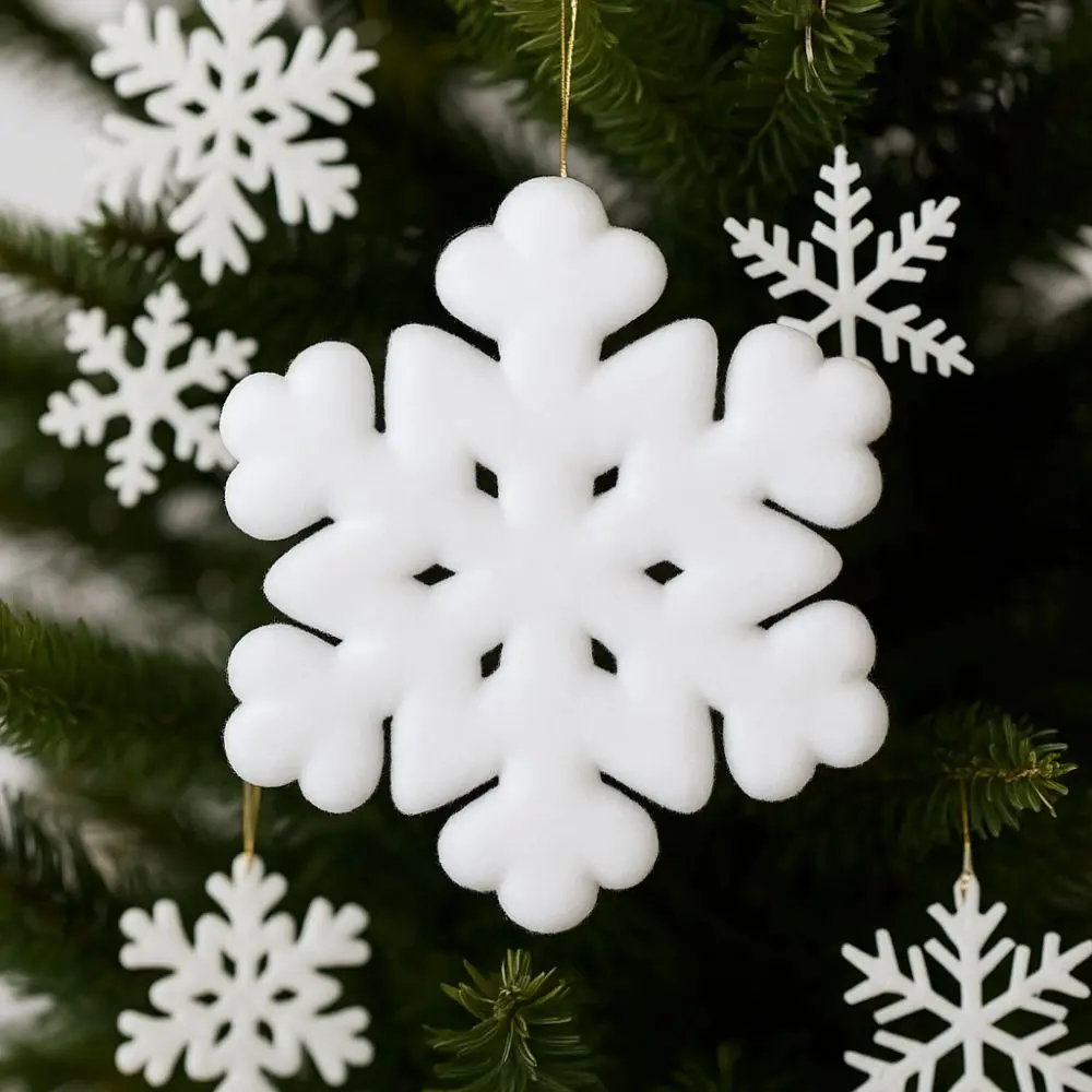 White Christmas Snowflake Pendant Flocking Realistic Artificial Christmas Snowflake Simulation Christmas Tree Decoration