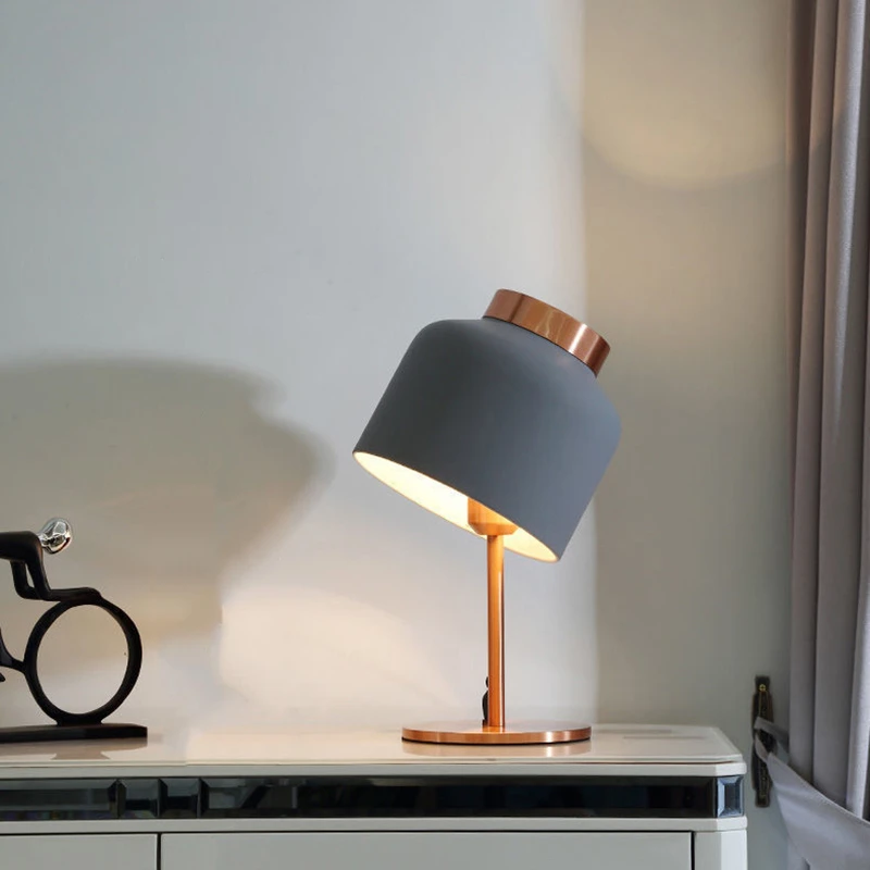 

Pink White Gray Lampshade Table Lights Bedside Sofa Side Desk Lamp E27 Plug Adapter Modern Luminaire New Style