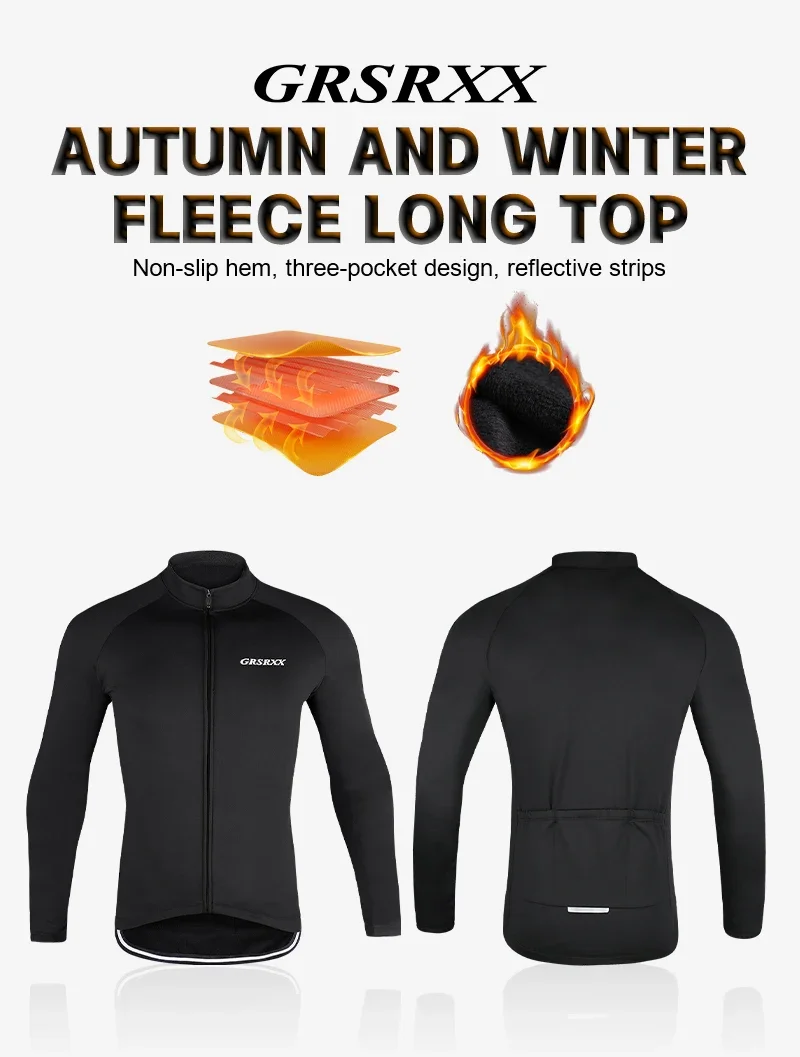 Description Picture 2 of itemGRSRXX Winter Warm Cycling Jacket Mountain Bike Jacket Cycling Jersey Long Sleeve Cycling Jersey Ciclismo Jacket Unisex