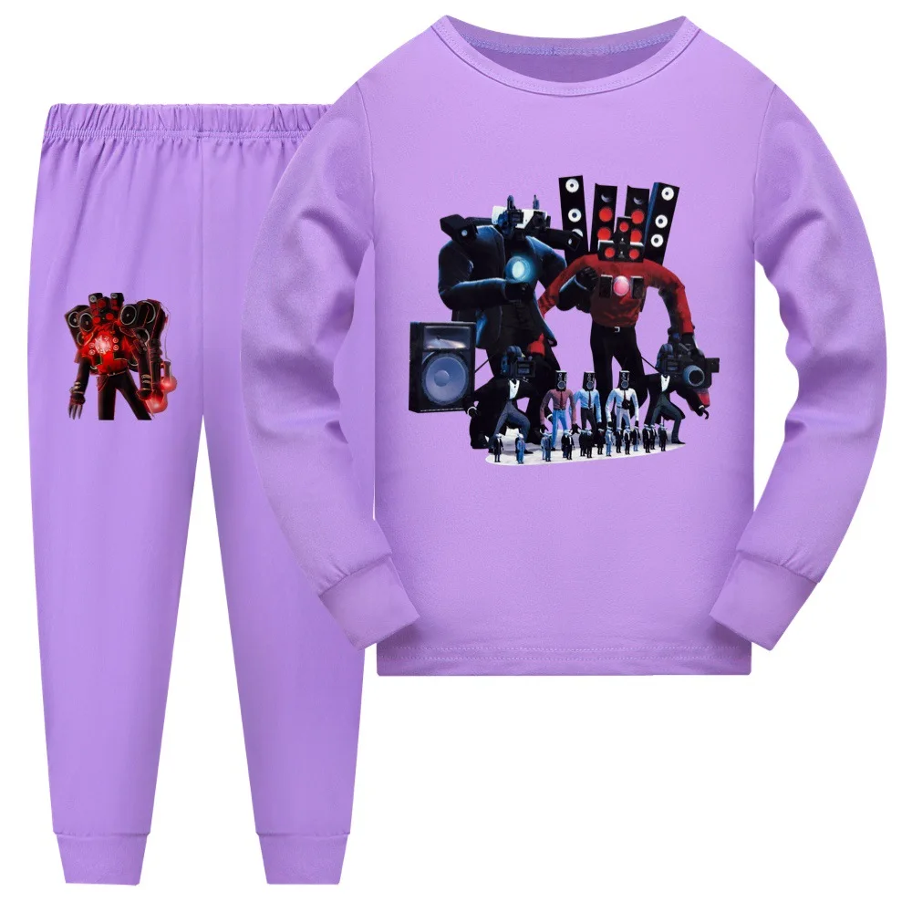 Game Skibidi Toilet Pajamas for Kids Homewear Sleeping Clothes Baby Boys Pajama Teen Girls Long Sleeve T Shirt + Pants 2pcs Sets