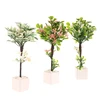 1/12 Dollhouse Green Tree Potted Model Mini Simulation Plant Potted Doll House Home Garden Decoration Accessories 5