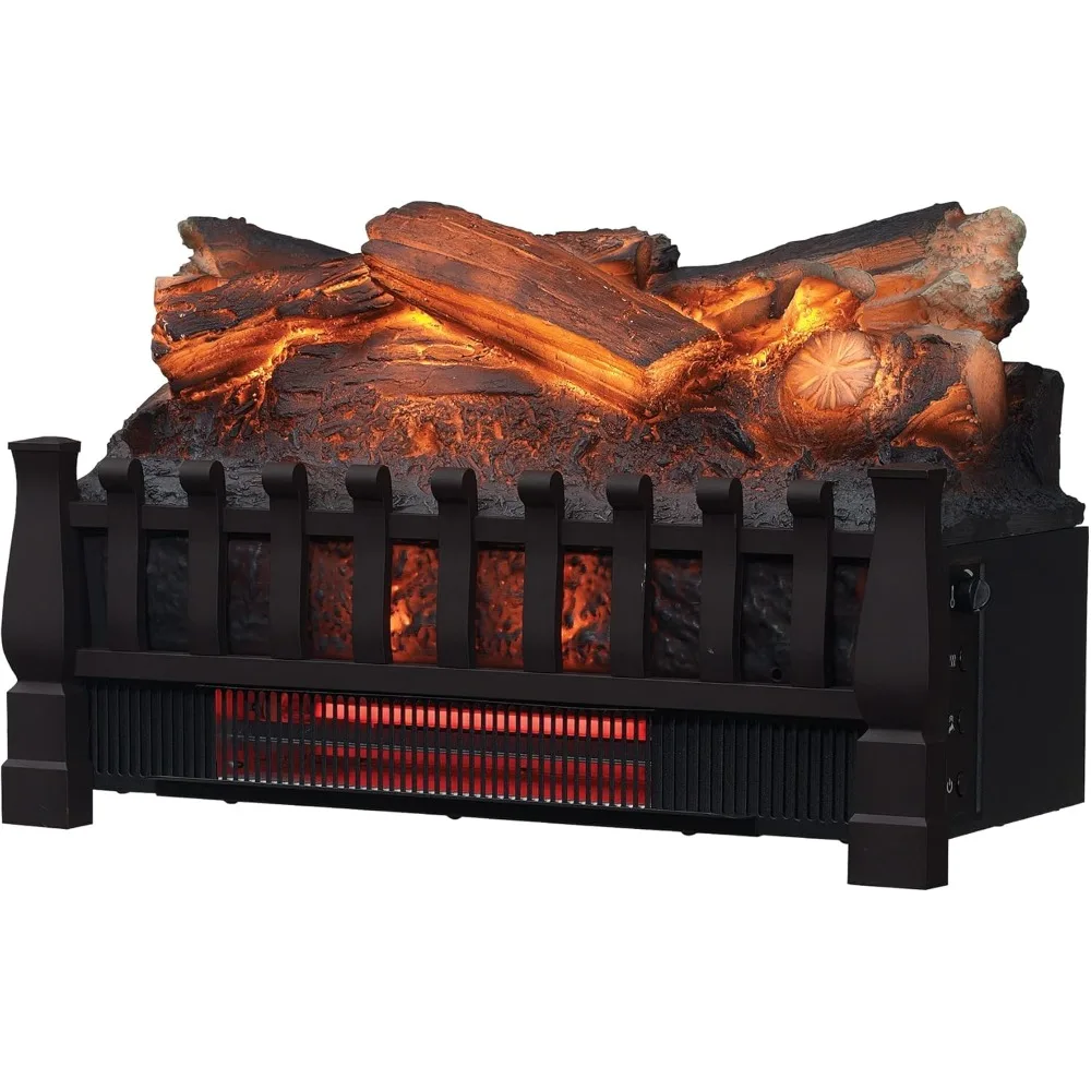 Electric Log Set 1,000 Sq Ft Heater, Faux Logs Insert with Infrared Flames for Existing Fireplaces, Remote Control Included 2
