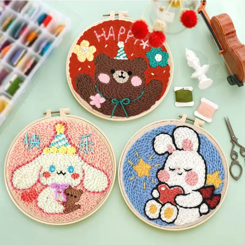 Kit Punch Needle Per Sottobicchieri A Gatto - Per Principianti, Adulti E Bambini, Ricamo Fai Da Te - Foto 5