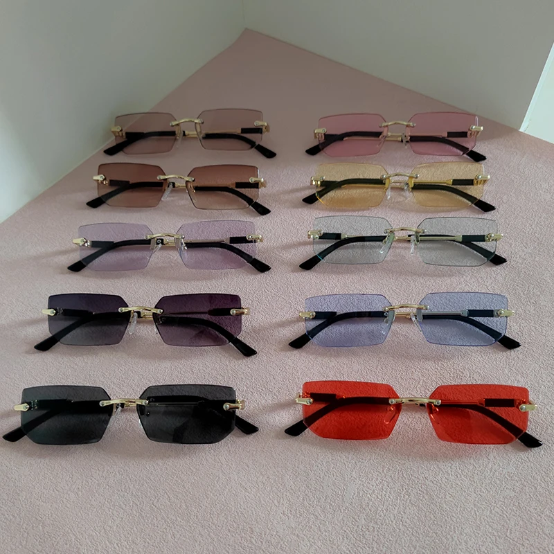 10 Pieces Per Set Wholesale Sunglasses Fashion Rimless Rectangle