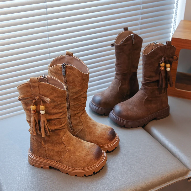 Suede Leather Ankle Boots for Girls Winter