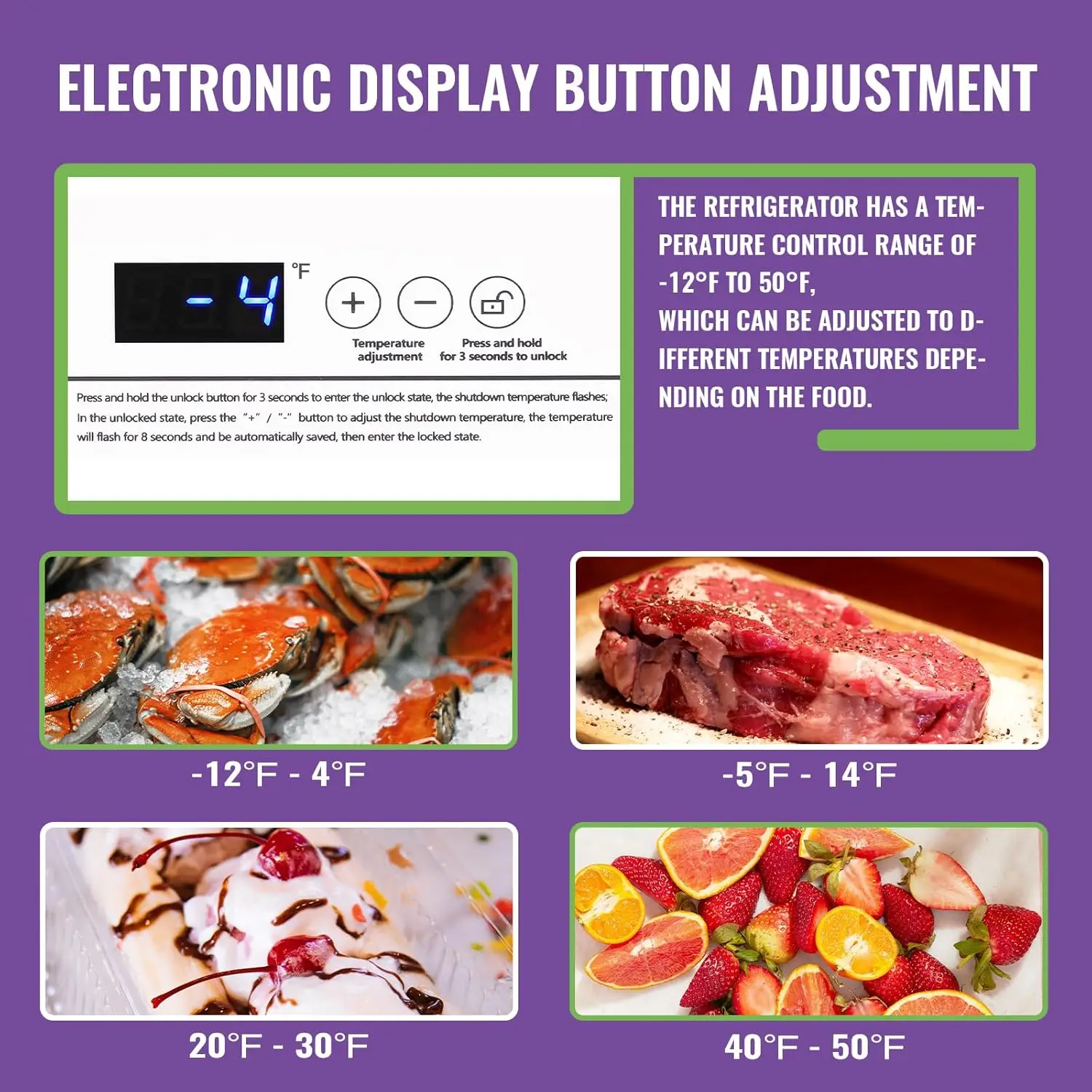 Feet Deep Chest Freezer Freezer with Electronic Display Screen Electronic Thermostat Accurate to Every Degree Adjustable Storage 2