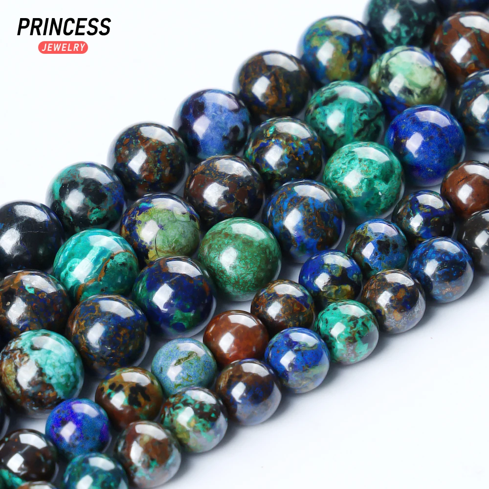 Clearance A++ Natural Azurite Chrysocolla Loose Beads for Jewelry Making Bracelet Stone Beads DIY Accessories 6 8 10mm 6