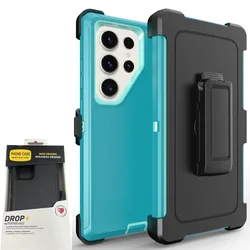 Rugged Shockproof Case with Belt Clip - Ott Armor Box Defender Series - Galaxy S20 Ultra (Light blue)