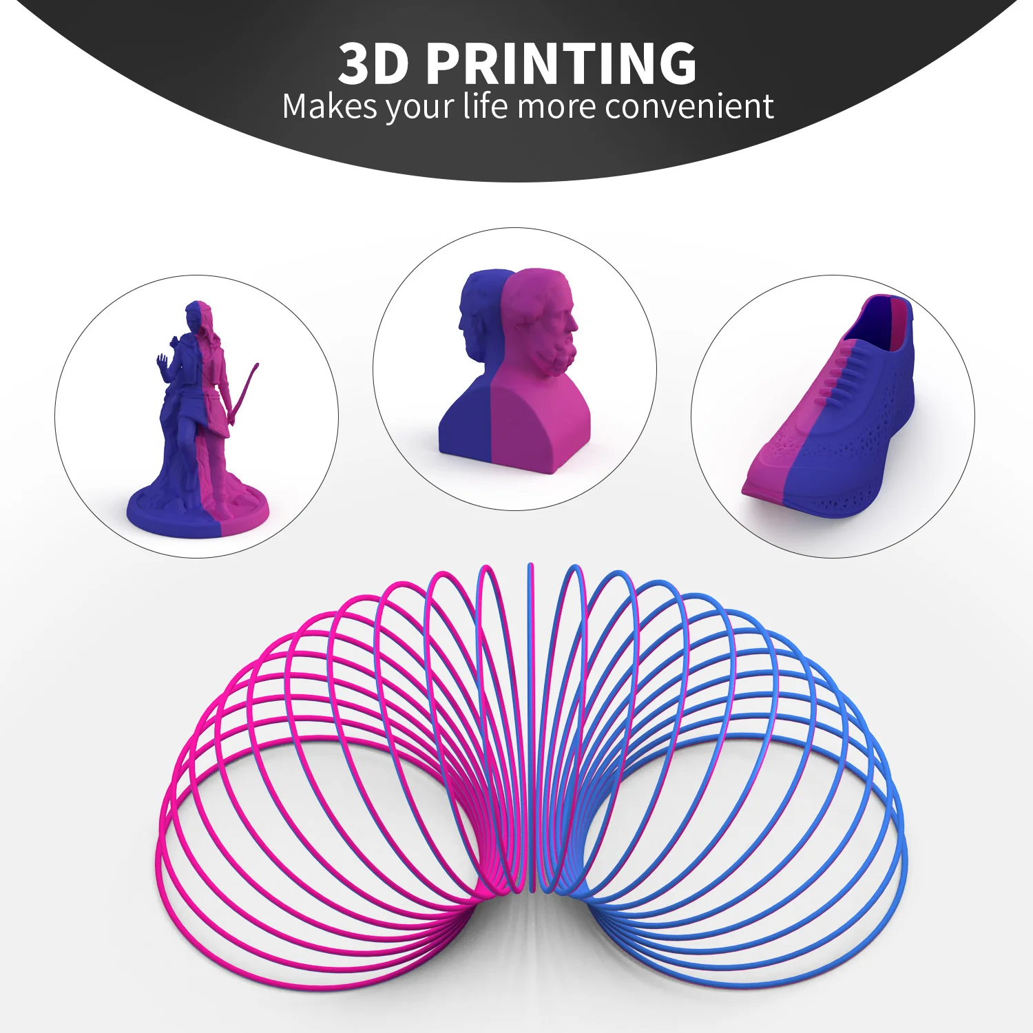 Eryone Promoção Dupla Série de Cores Fosco Pla e Seda Pla 1.75 mm para Impressão 3d Impressora Fdm Rápido Nova Chegada - Imagem 3