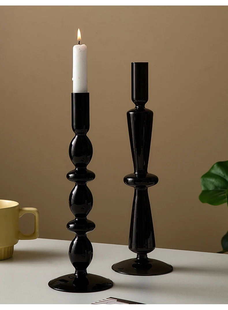 European-style Black High Foot Glass Candle