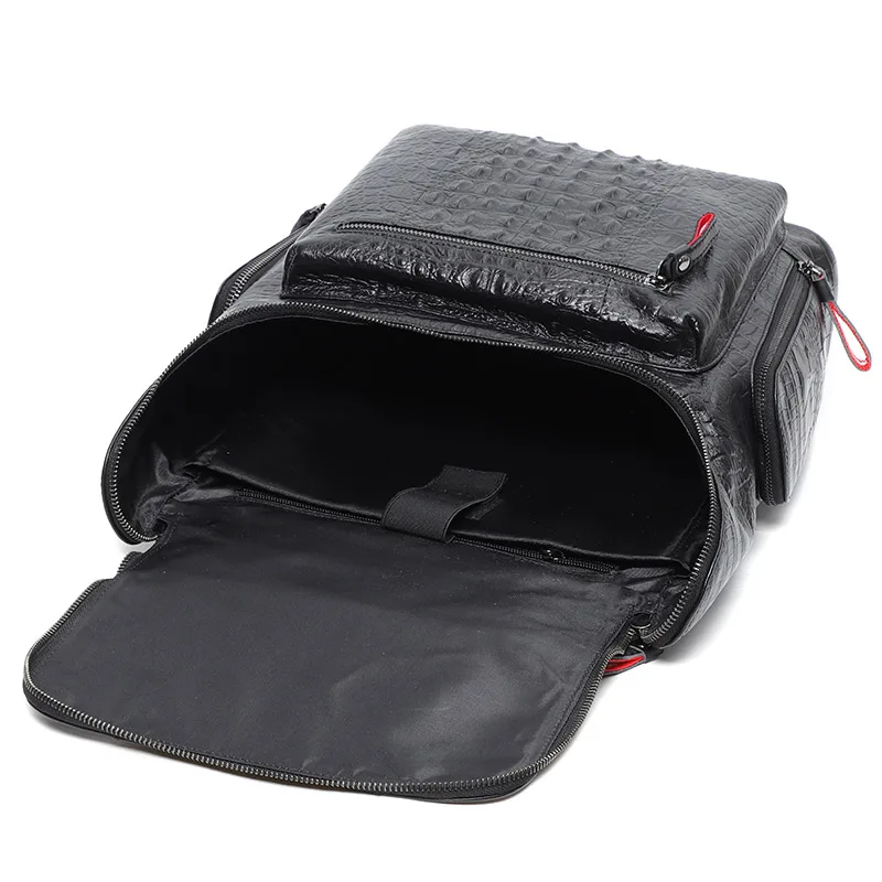Crocodile Genuine Leather 15.6 inch Laptop Backpack Men Travel Bags Bagpack Waterproof Big Backpack For Teenager Schoolbag 3