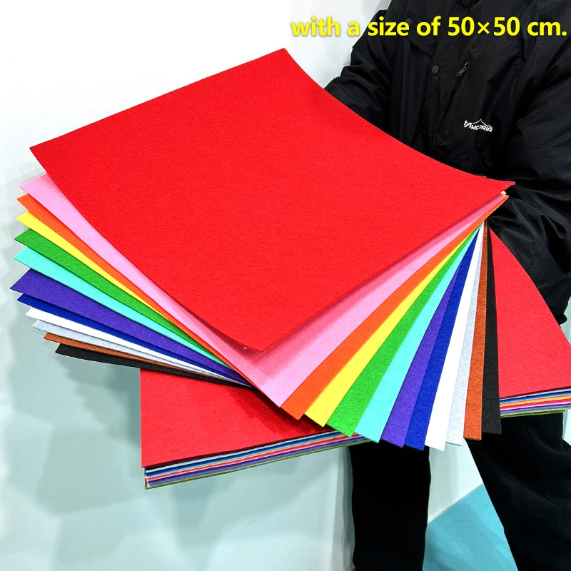 Colorful Nonwoven Fabric Felt Squares (2mm, 50x50cm) for DIY Crafts and Handmade Projects, 18 Vibrant Colors