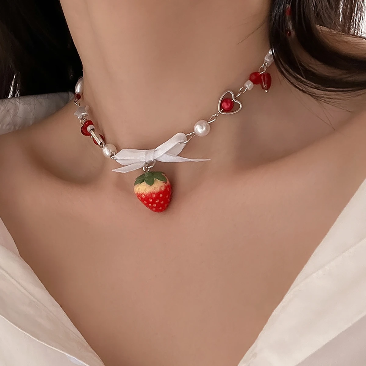 ★韓国人気★MIAE★紅梨 Necklace Mimi Glass Heart Necklace in Red – Gemini Jewels