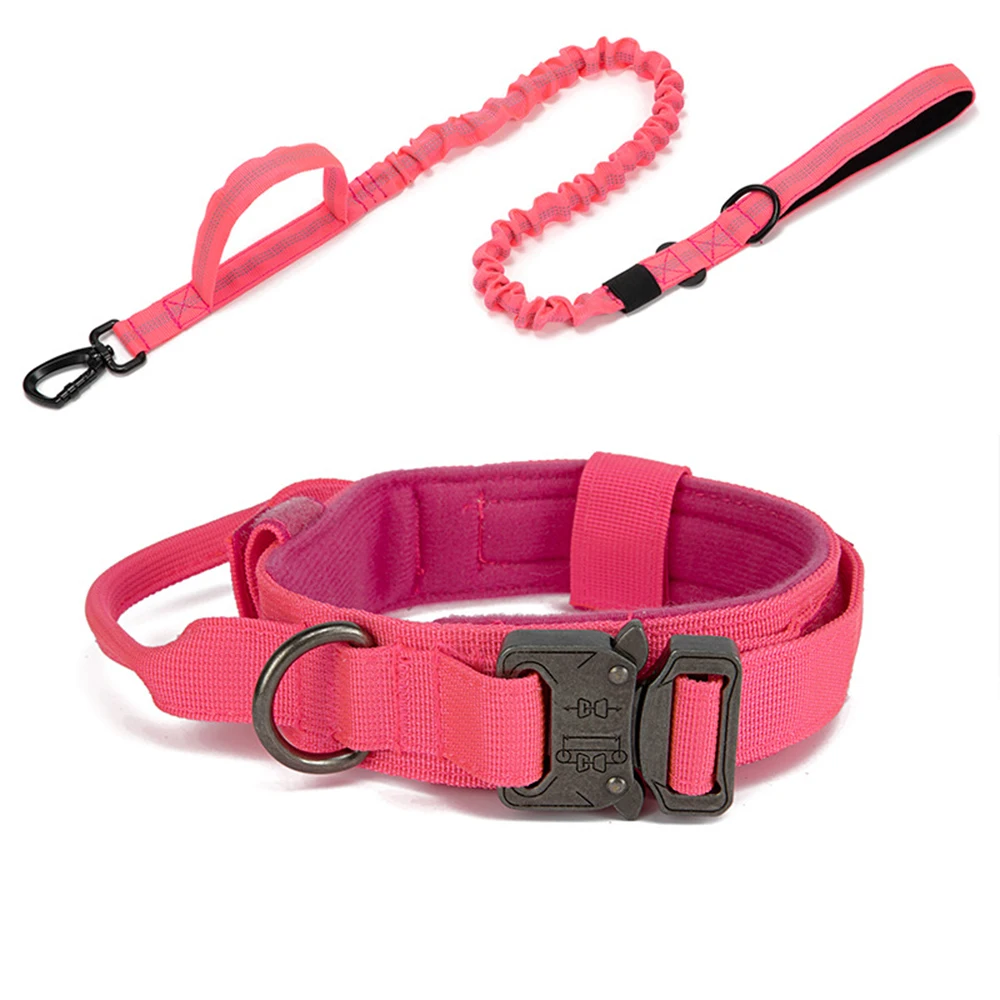 Durable Nylon Dog Collar & Leash Set – Reflective Tactical Training Leash for Large Dogs