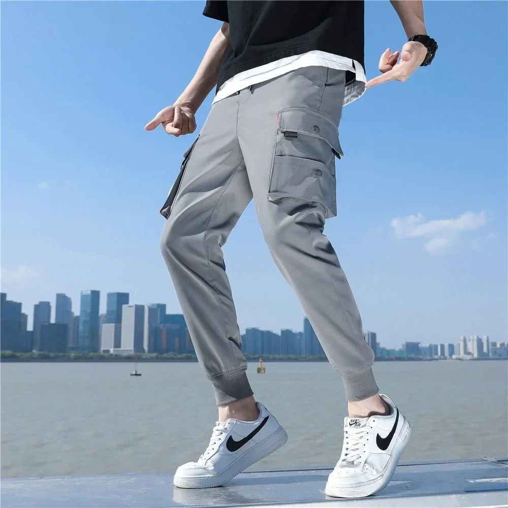 Men's overalls Korean version of the trend of loose casual pants long pants handsome tie-in athletic pants