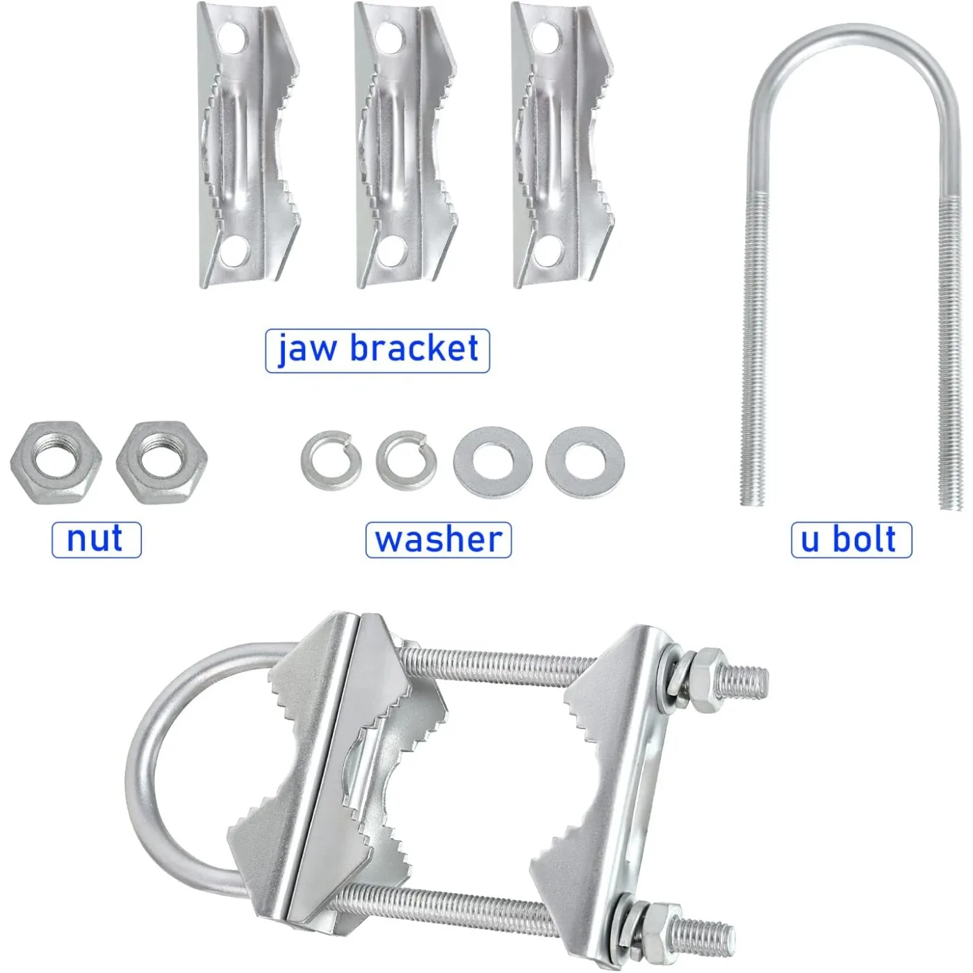 Double Antenna Mast Clamp V Jaw Block U Bolts Heavy Duty Mast to Mount Bracket Kit for Outdoor Antenna 2 sets external antenna shortwave antenna