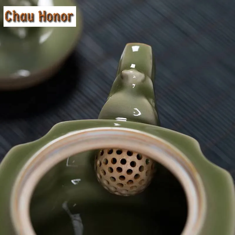 200ml Boutique Longquan Celadon Yue Kiln Antique Teapot Handmade Household Kungfu Teaset Tea Ceremony Accessories Drinkware Gift