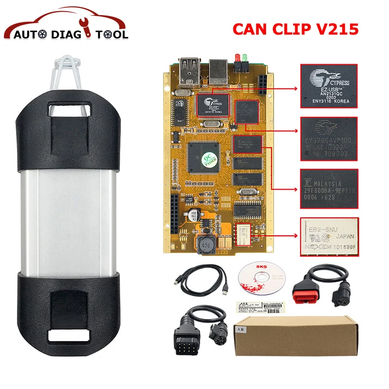 For Renault Can Clip V215 Full Chips Auto Diagnostic Tool Golden PCB