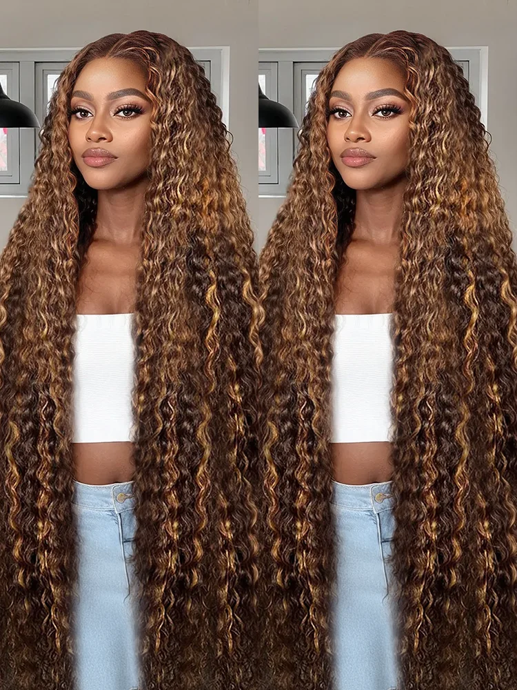 Human Hair Bundles Water Wave Human Hair Bundles Highlight Ombre Honey Blonde Curly 3 4 Bundles 10A 12A 14A Virgin Double Weft Water Curly