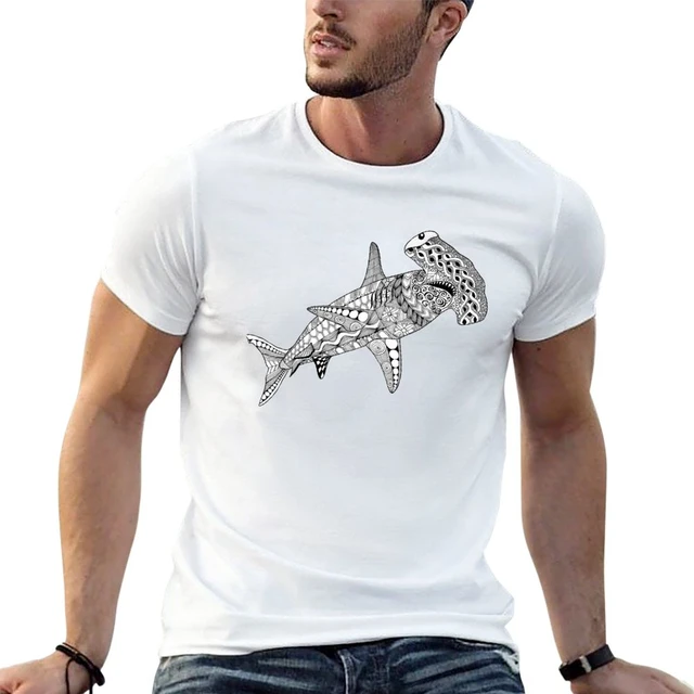 Black & White Hammerhead Shark T-Shirt boys animal print shirt