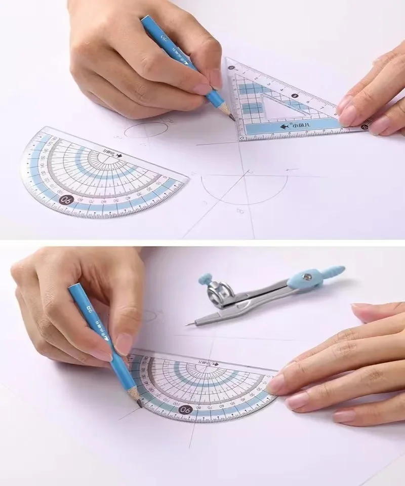 8Pcs/Set Ruler Compass Pencil Set Geometry Maths Student Drawing Stationery Mathematical for Boy Girl Gift School Supplies
