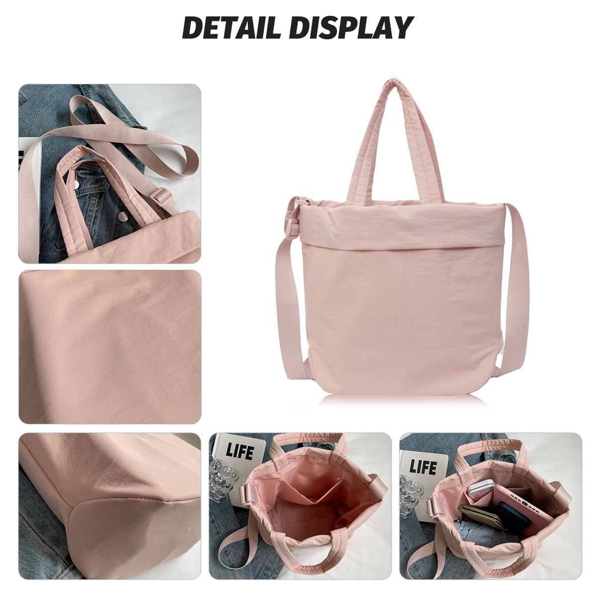 2025 New Commuting Tote Bag Nylon Lightweight Crossbody Bag Casual Portable Shoulder Bag Women's Shopping and Play Mother and Baby Mom Bag