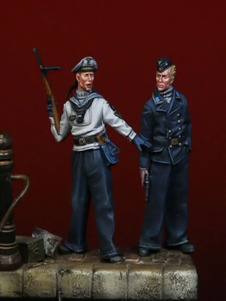 Unmontierte 1/35 Ancient Navy (OHNE BASIS, NUR 2 MENSCHEN) Resin-Figuren-Miniaturmodellbausätze, unbemalt