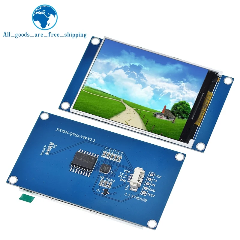 

TZT 2.4 Inch TFT 240*320 Resolution 3.3V-5V UART MCU Serial Communication Flash 64MB Without Touth For Arduino UNO R3 MEGA