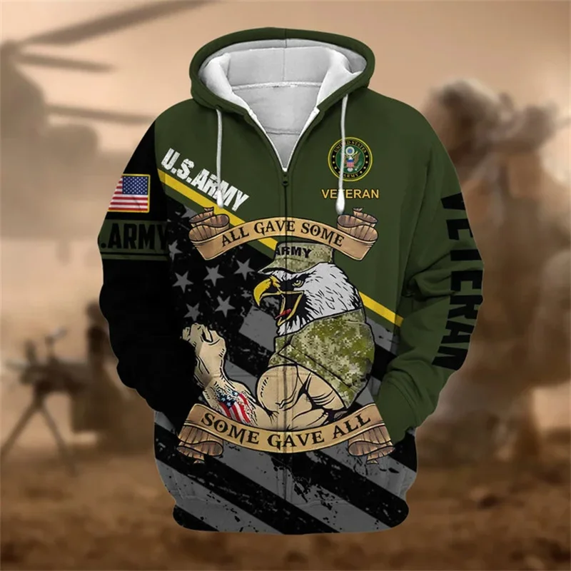 

Autumn 3D Printing United States Solider Armys Veterans Zip Up Hoodies Kids Fashion Cool Zip Up Hoodie Vintage Camo Top Clothing