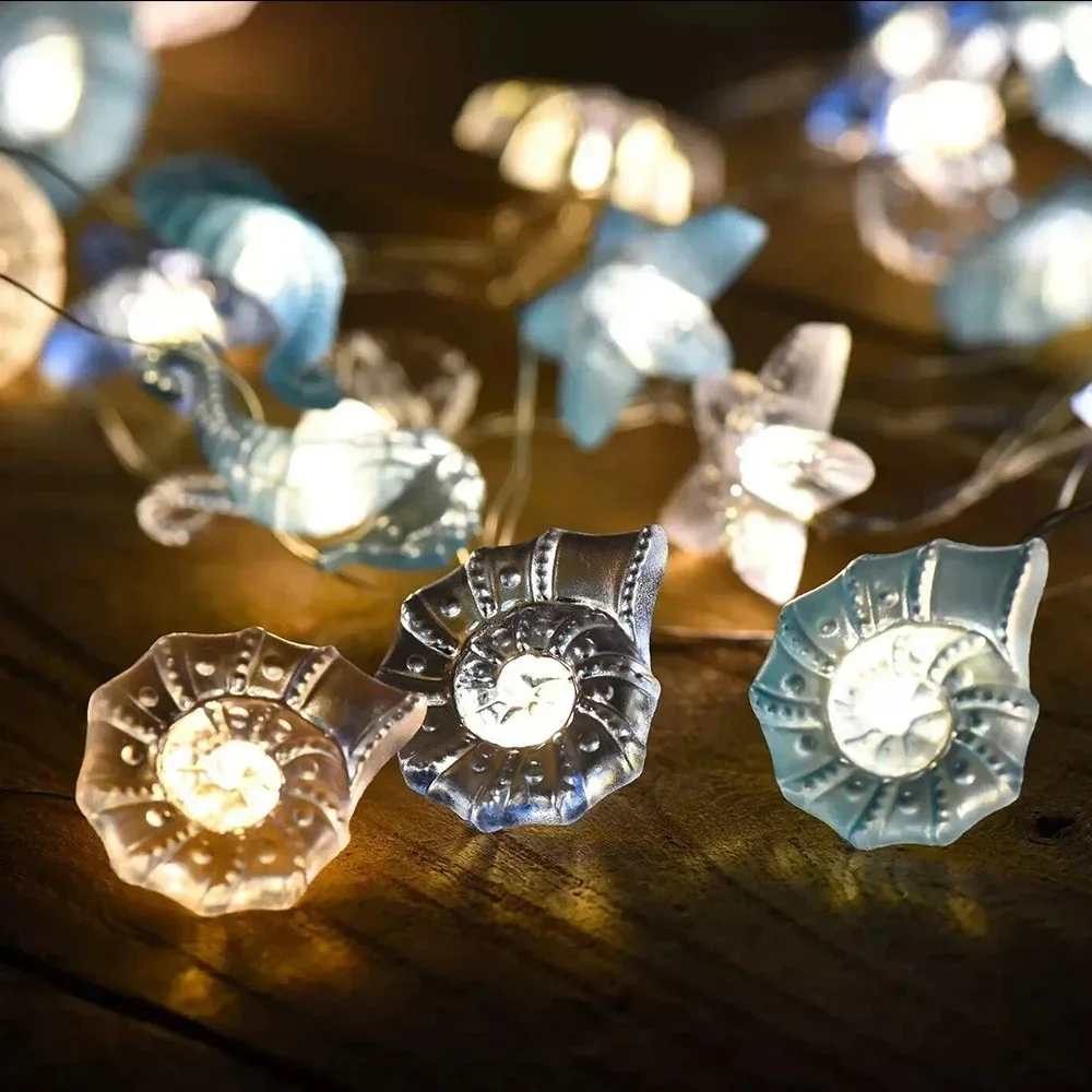 바다 테마 20/30 Led 문자열 조명 바다 아래 쉘 불가사리 웨딩 파티 크리스마스 장식 램프에 대 한 LED 요정 빛