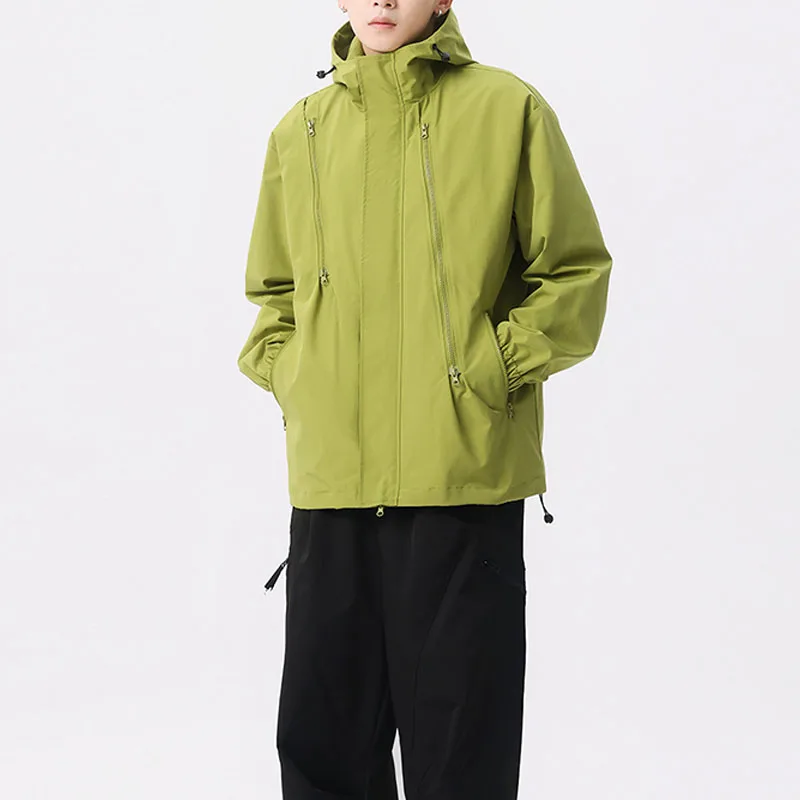Spring Autumn Men's/Women's New Fashion Clothing Jackets hooded Youthful vitality Spliced Safari Style Pockets zipper Coats